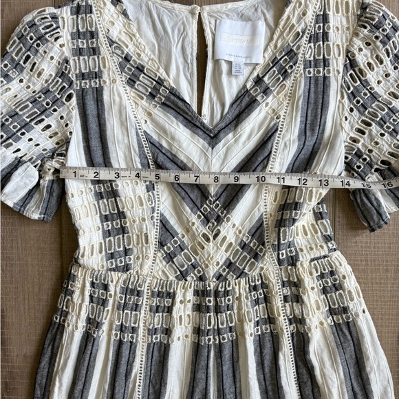 Anthropologie Black and White Flutter Sleeve Mini Sundress - Picture 2 of 7